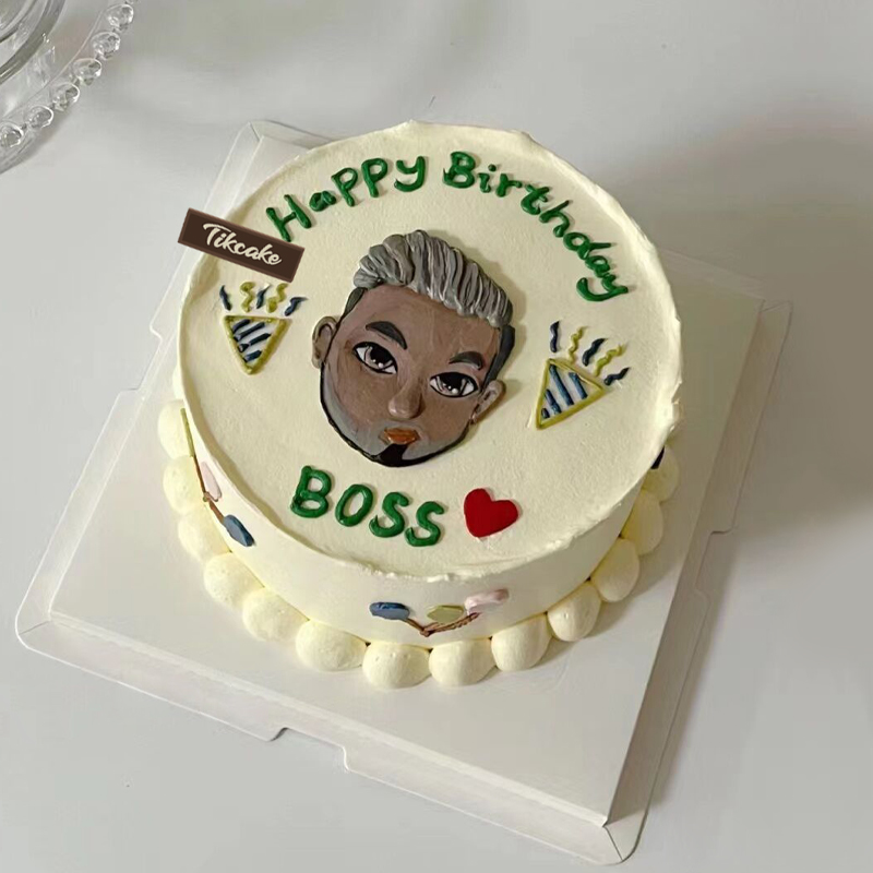 “boss”主题手绘鲜奶蛋糕