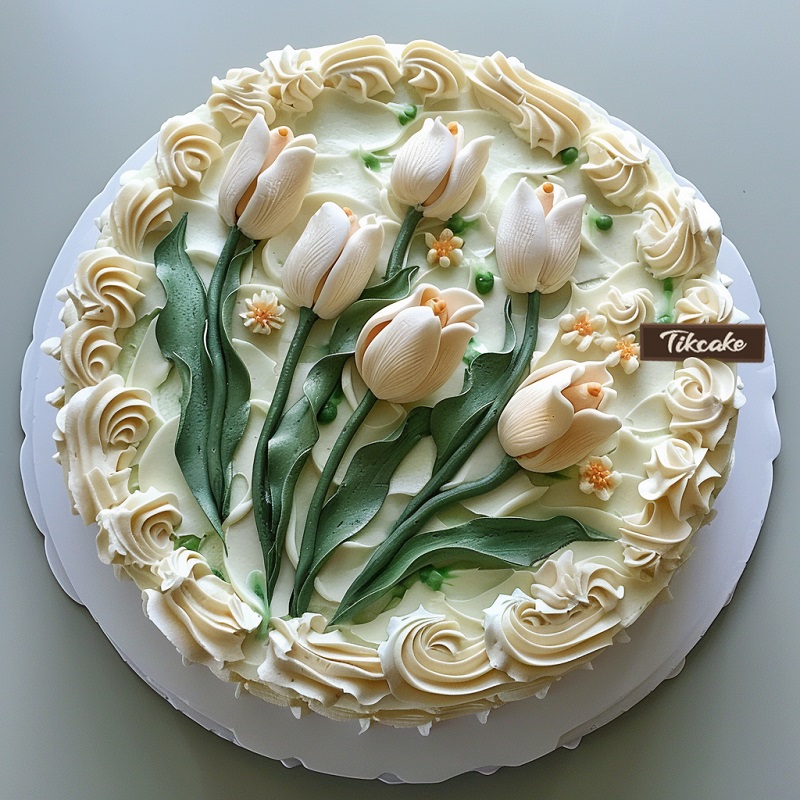 原创郁金香主题翻糖鲜奶蛋糕（二）