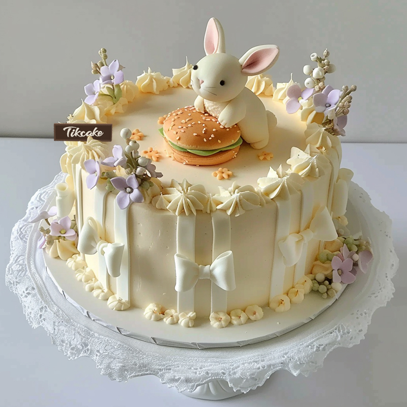 原创小白兔主题翻糖鲜奶蛋糕