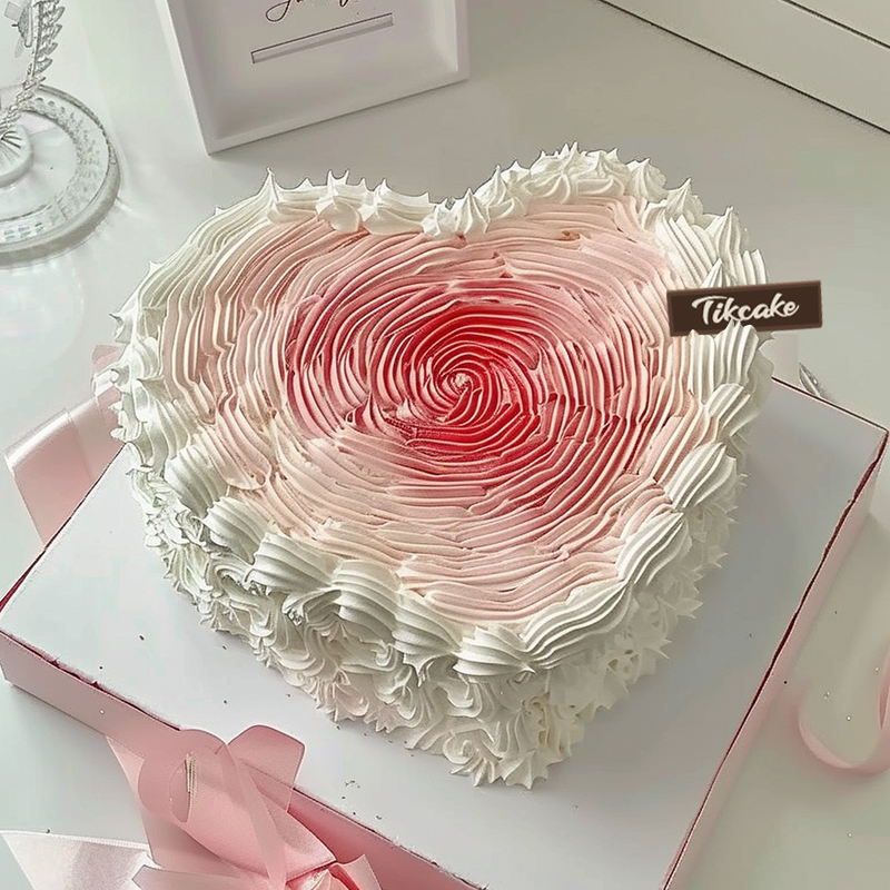 原创渐变粉色心形蛋糕