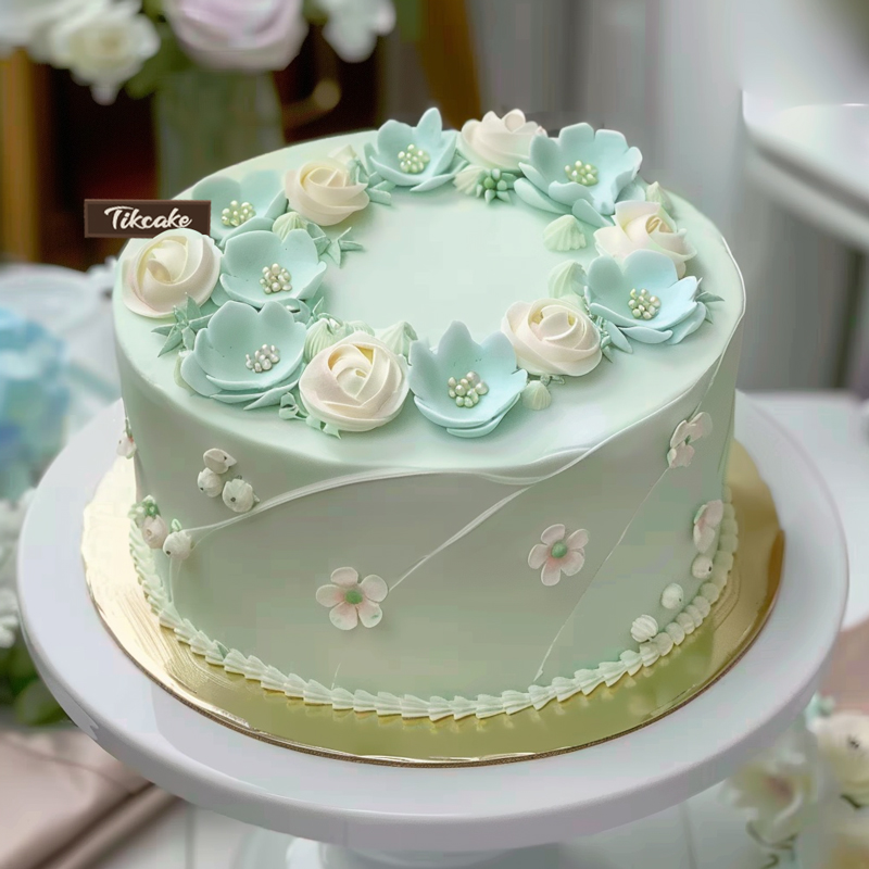 原创小清新主题翻糖鲜奶蛋糕