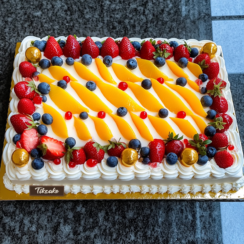 原创水果满满方形企业蛋糕