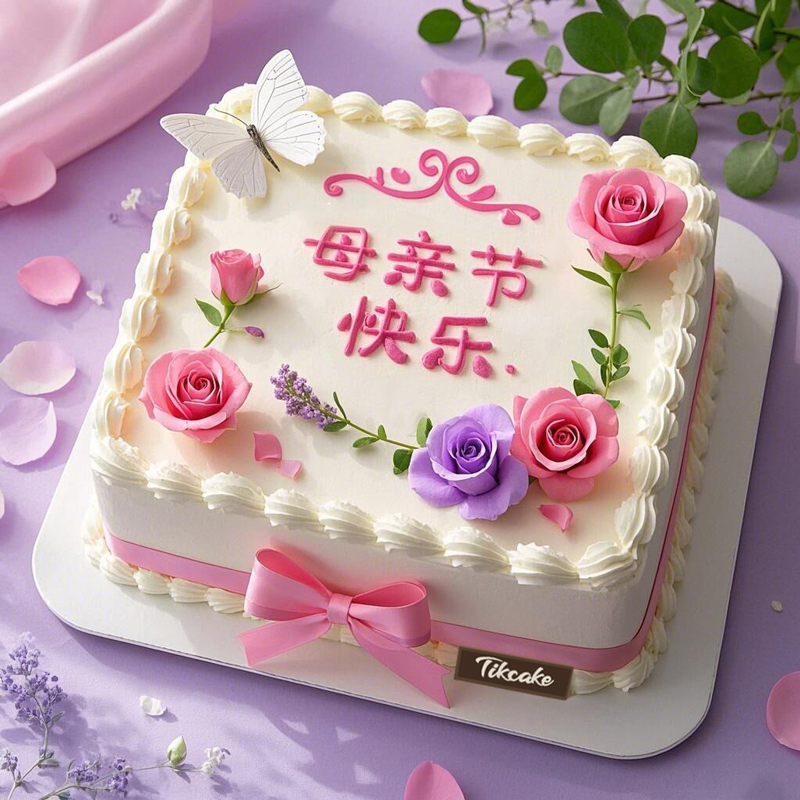  原创方形母亲节主题鲜奶蛋糕