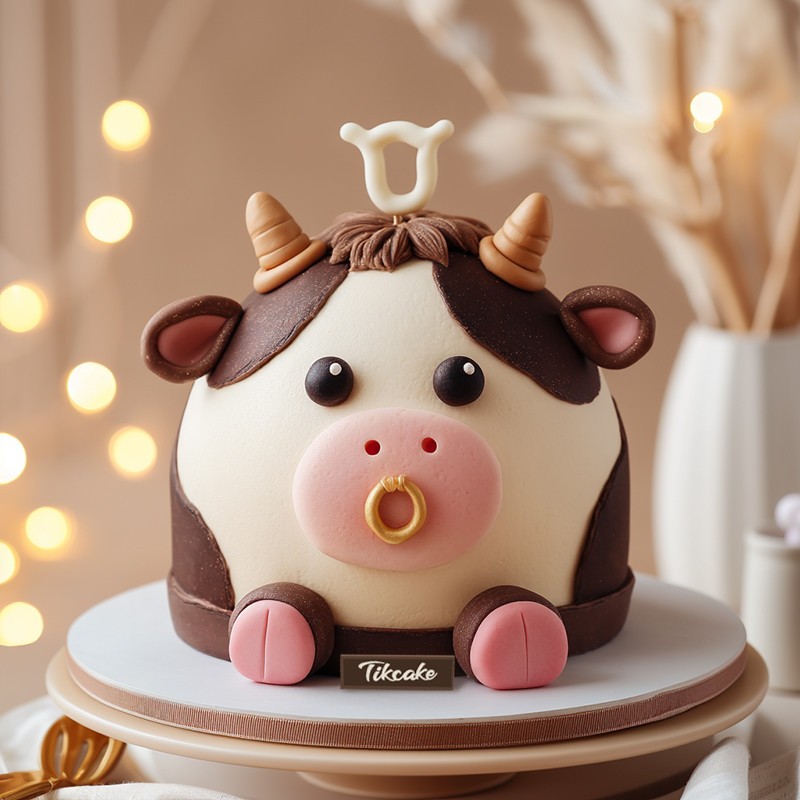 原创金牛座主题翻糖鲜奶蛋糕十（4.20-5.20）