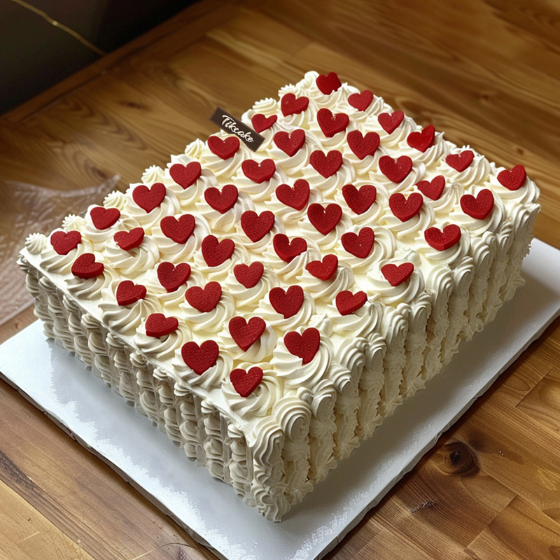 原创简约爱心主题婚庆鲜奶蛋糕