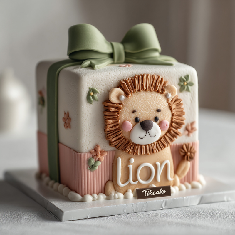 原创狮子座主题方形翻糖鲜奶蛋糕（7.23-8.22）