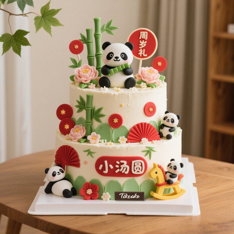 原创宝宝周岁主题双层鲜奶蛋糕