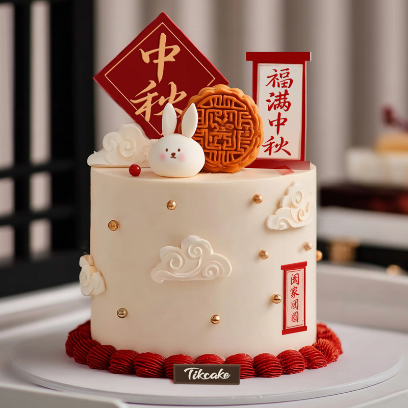 原创中秋节主题翻糖鲜奶蛋糕（十四）
