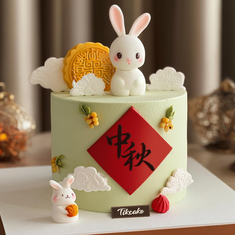 原创中秋节主题翻糖鲜奶蛋糕（十五）