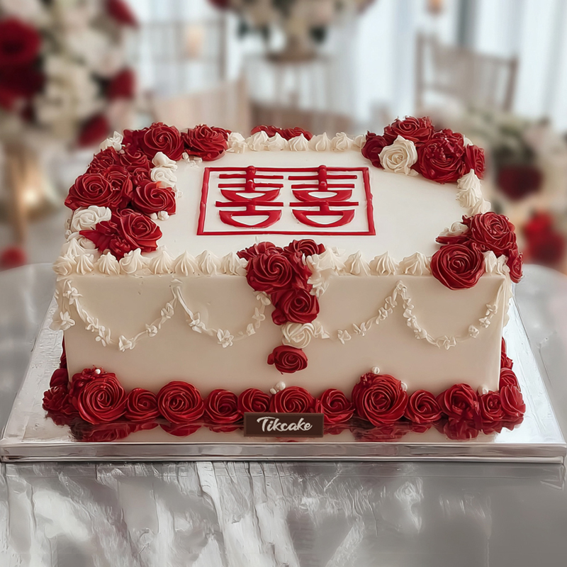 原创婚庆主题方形鲜奶蛋糕（四）