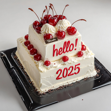 原创2025新年主题双层鲜奶蛋糕