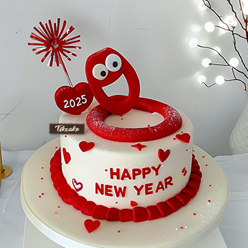 原创2025新年可爱蛇主题翻糖鲜奶蛋糕（三）
